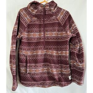 The North Face Crescent Sweater Womens L Red Knit Fleece 1/2 Zip Pullover Hoodie